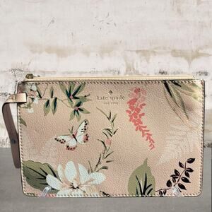 Kate Spade Floral Wristlet in Cream and Green